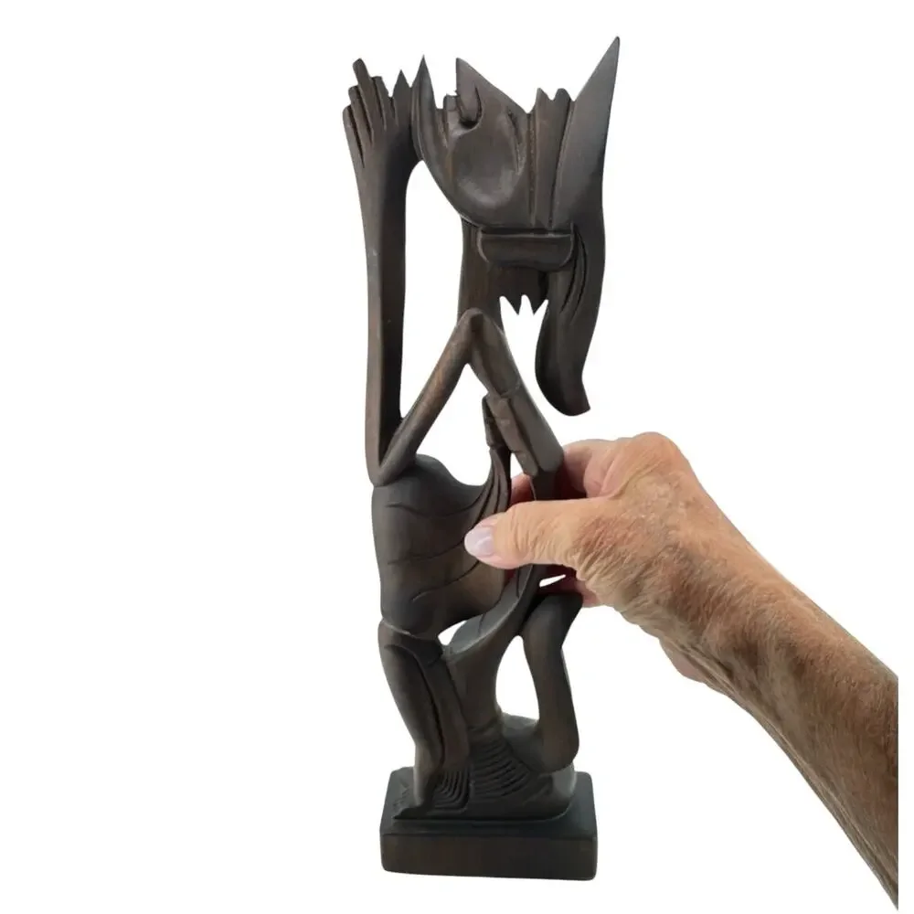Balinese Hand Carved Wood Praying Offering Figure